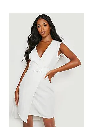 Boohoo Tall One Shoulder Cape Sleeveless Blazer Dress