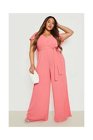 Boohoo Plus Occasion Angel Sleeve Belted Jumpsuit