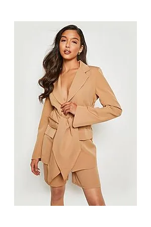 Boohoo Tie Waist Tailored Blazer