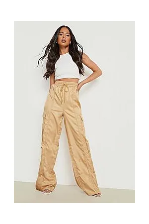 Boohoo Petite Wide Leg Tie Waist Cargo Trouser