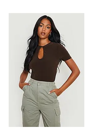 Boohoo Tall Slinky Keyhole Short Sleeve Bodysuit