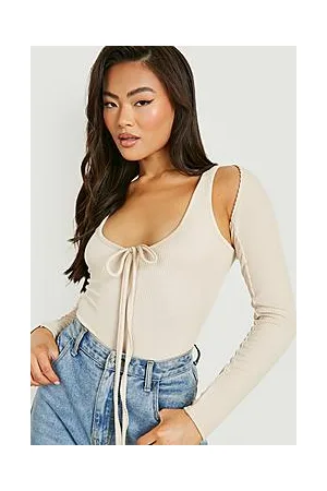 Boohoo Crinkle Rib Strap Detail Bodysuit