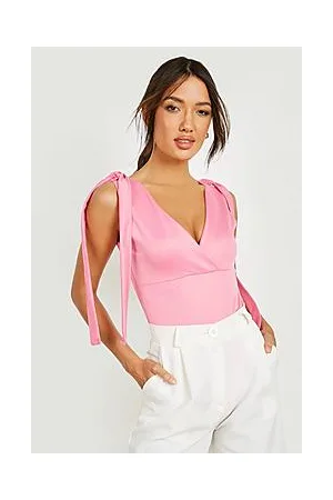 Boohoo Tie Shoulder Scuba Bodysuit