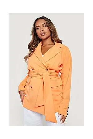 Boohoo Plus Obi Tie Waist Blazer