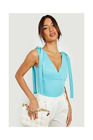 Boohoo Tie Shoulder Scuba Bodysuit