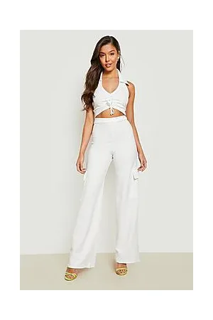 Boohoo Ruched Collared Crop & Cargo Trousers