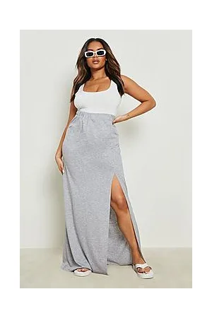 Boohoo Plus Jersey Split Maxi Skirt