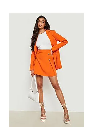 Boohoo Button Detail Pleat Front Mini Skirt