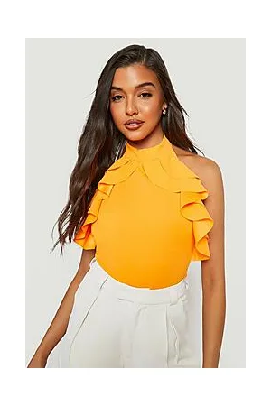 Boohoo Ruffle Halterneck Sleeveless Bodysuit