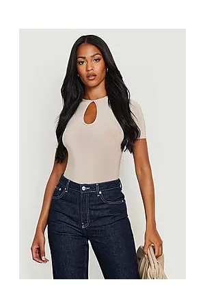 Boohoo Tall Slinky Keyhole Short Sleeve Bodysuit