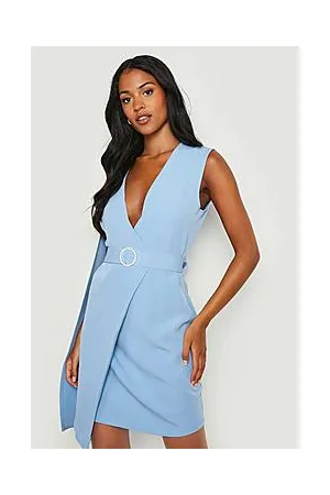 Boohoo Tall One Shoulder Cape Sleeveless Blazer Dress
