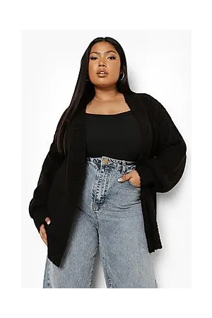 Boohoo Plus Chunky Soft Knit Edge To Edge Cardigan