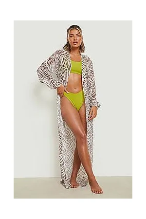 Boohoo Tiger Print Chiffon Belted Beach Kimono