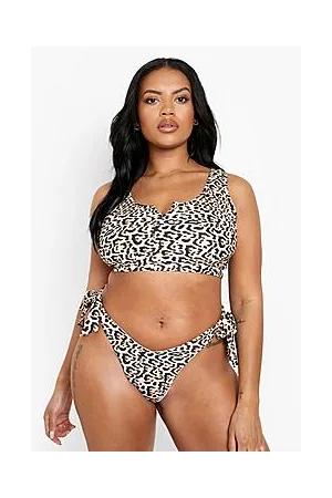 Boohoo Plus Essentials Leopard Tie Side Brief