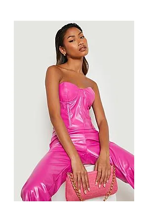 Boohoo Leather Look Sweetheart Neck Corset