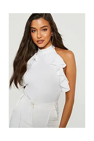 Boohoo Ruffle Halterneck Sleeveless Bodysuit