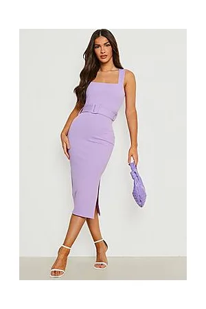 Boohoo Square Neck Strappy Belted Midi Dress