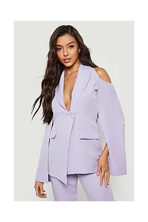Boohoo Cold Shoulder Wrap Front Tailored Blazer