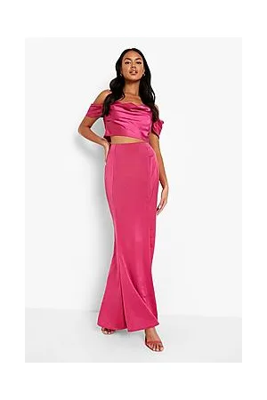 Boohoo Occasion Matte Satin Fit & Flare Maxi Skirt
