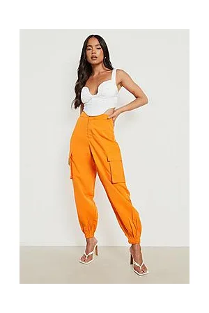 Boohoo Petite Cuff Hem High Waist Cargo Trouser