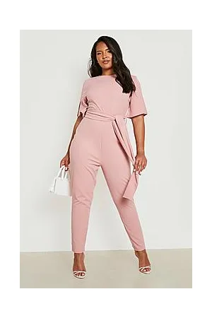 Boohoo Plus Cape Sleeve Belted Tailored Jumpsuit