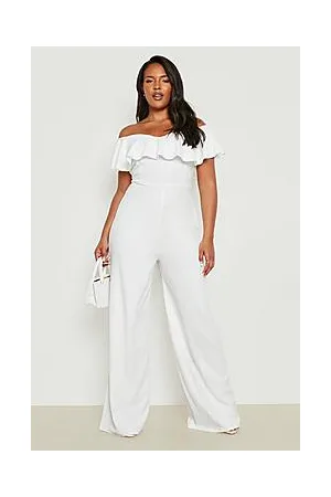 Boohoo Plus Sweetheart Ruffle Wide Leg Jumpsuit