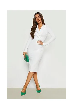 Boohoo Long Sleeved Wrap Tailored Midi Dress