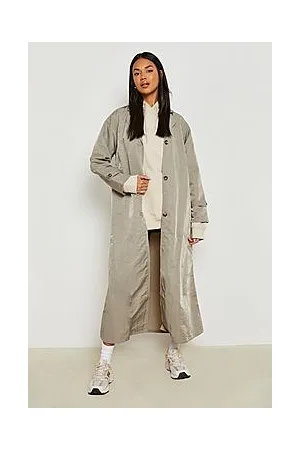 Boohoo Textured Woven Belted Trench Coat