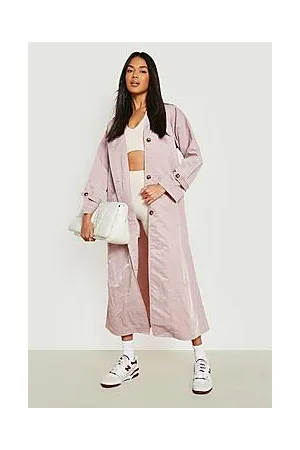 Boohoo Textured Woven Belted Trench Coat