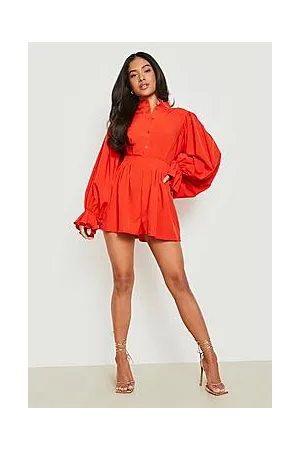 Boohoo Petite Volume Sleeve Tailored Playsuit