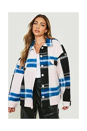 Boohoo Brushed Cobalt Stripe Shacket