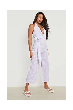 Boohoo Tall Belted Halter Neck Culottes Jumpsuit