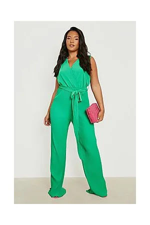 Boohoo Plus Plisse Wide Leg Jumpsuit
