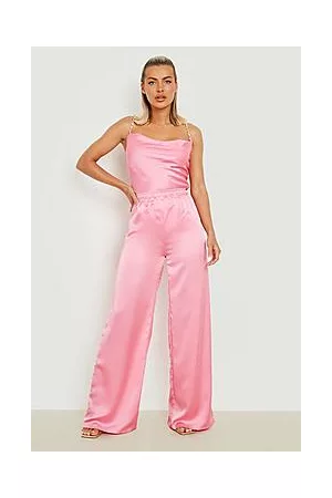Boohoo Satin Floor Sweeping Wide Leg Trousers