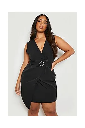Boohoo Plus Sleeveless Diamante Buckle Blazer Dress