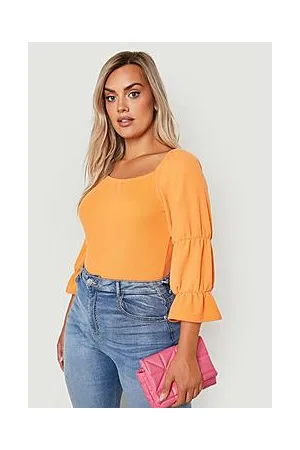 Boohoo Plus Crinkle Puff Sleeve Bodysuit
