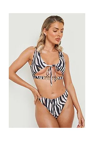 Boohoo Tiger High Waist High Leg Bikini Brief