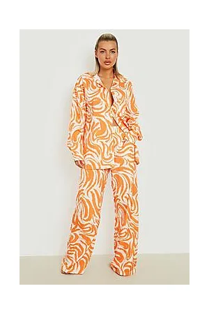 Boohoo Tonal Zebra Print Wide Leg Trousers