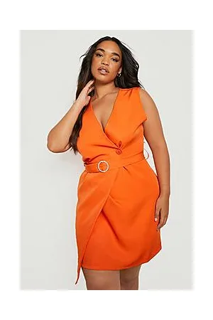 Boohoo Plus Sleeveless Diamante Buckle Blazer Dress