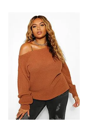 Boohoo Plus Slash Neck Oversized Jumper
