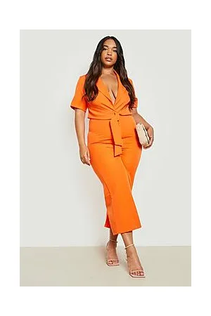 Boohoo Plus Woven Front Knot Culotte Jumpsuit