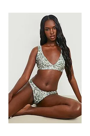 Boohoo Giraffe Plunge Hipster Bikini Set