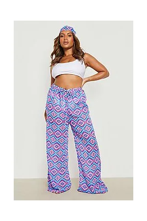 Boohoo Plus Geo Aztec Beach Trousers & Hair Band