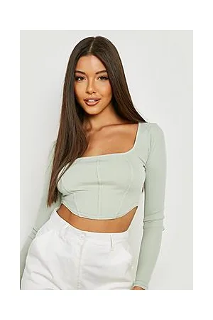 Boohoo Square Neck Long Sleeve Corset Top