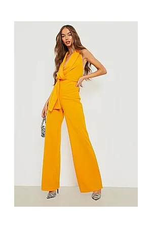 Boohoo Halterneck Tailored Wide Leg Jumpsuit