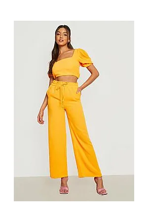 Boohoo Volume Sleeve Crop & Wide Leg Trousers
