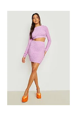 Boohoo Bubble Jersey Backless Crop & Mini Skirt