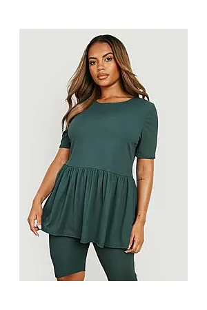 Boohoo Plus Smock Top And Cycling Shorts Co-Ord