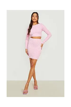 Boohoo Bubble Jersey Backless Crop & Mini Skirt