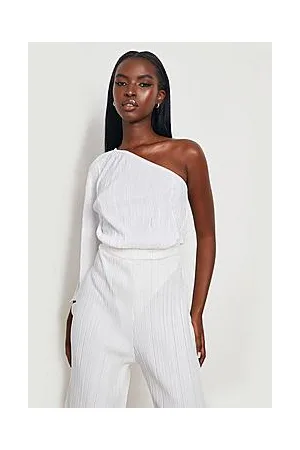 Boohoo Flare Sleeve Plisse Bodysuit